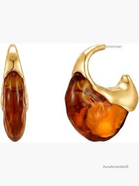 Vintage Textured Hoop Earrings - 14K Gold Plated Hypoallergenic